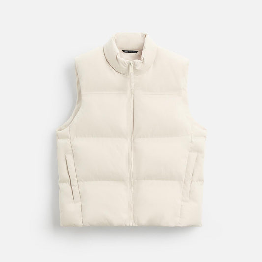 WHITE SLEEVELESS  JACKET